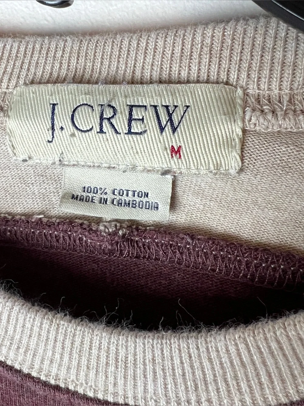 J. Crew Cotton Pullover with Sleeve Stripe